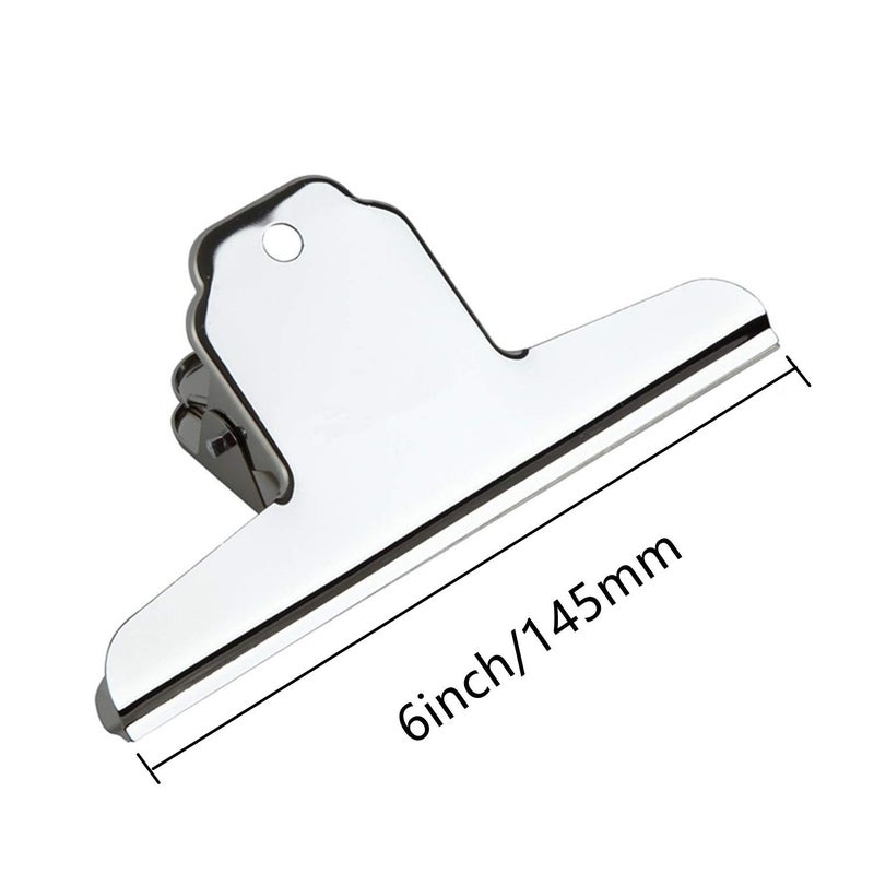 XMHF 6inch Large Bulldog Clip, Silver Stainless Steel File Money Binder Clips Clamps/Metal Food Bag Paper Clips for Home Office School Paper Supplies 6Pack - Image 2
